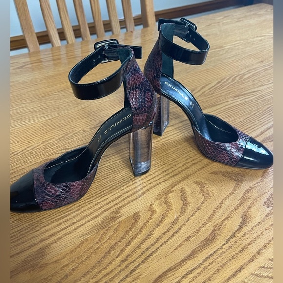 Anthropologie Deimille Noha Cap-Toe Reptile Print Leather Pumps Heels Size 36 - Picture 8 of 12
